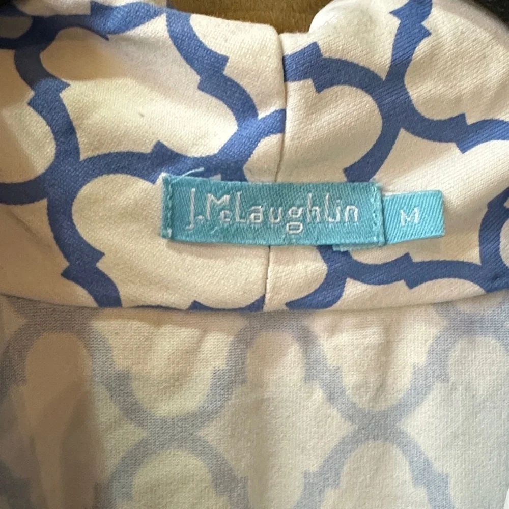 J. McLaughlin Long Sleeve Blue and White Dress - Picture 2 of 4